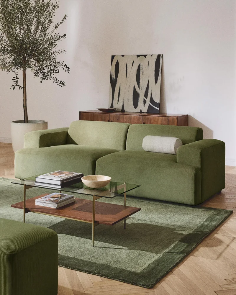 Canapé en velours côtelé vert Westwing