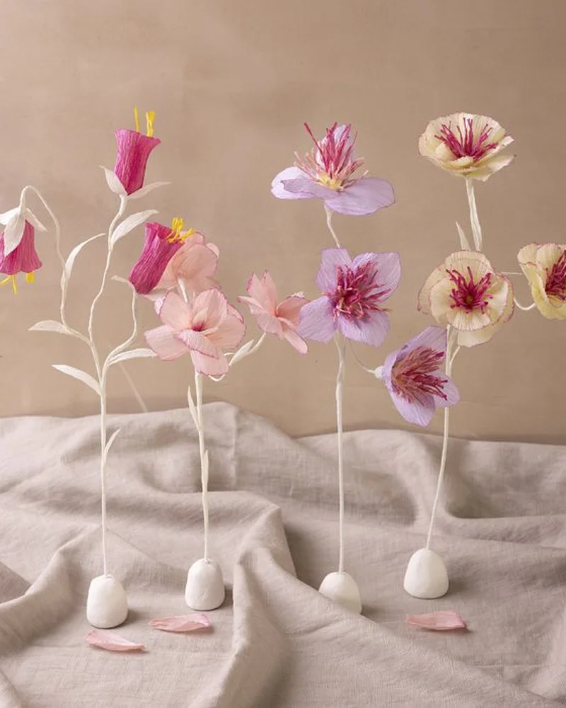 fabriquer fleur diy papier crepon