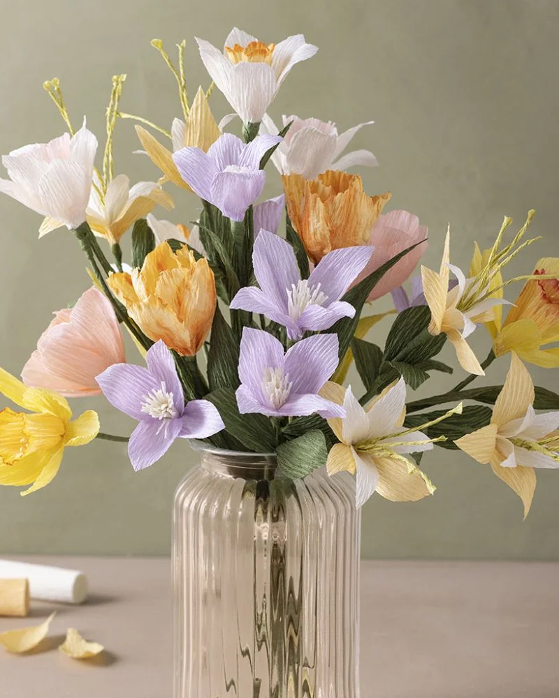 bouquet fleur diy papier crepon