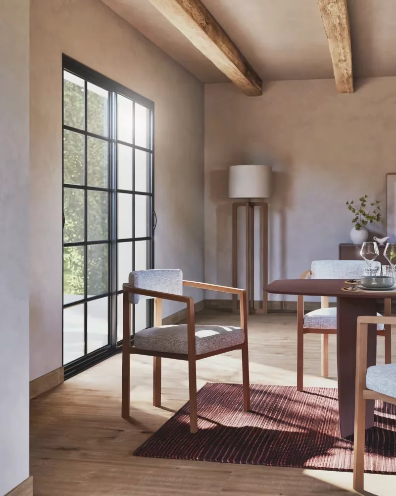 Chaise en tissu gris et bois Maisons du Monde