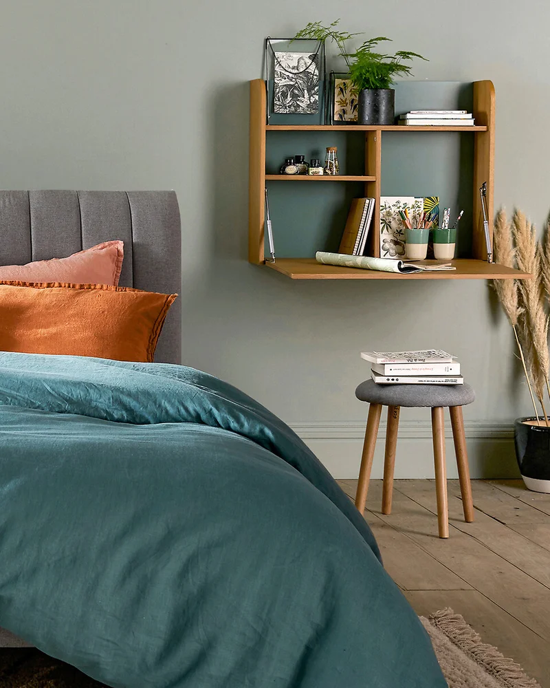 Bureau mural vert et bois La Redoute