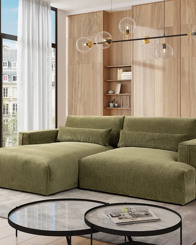 Canapé d'angle moderne vert kaki Vente-unique