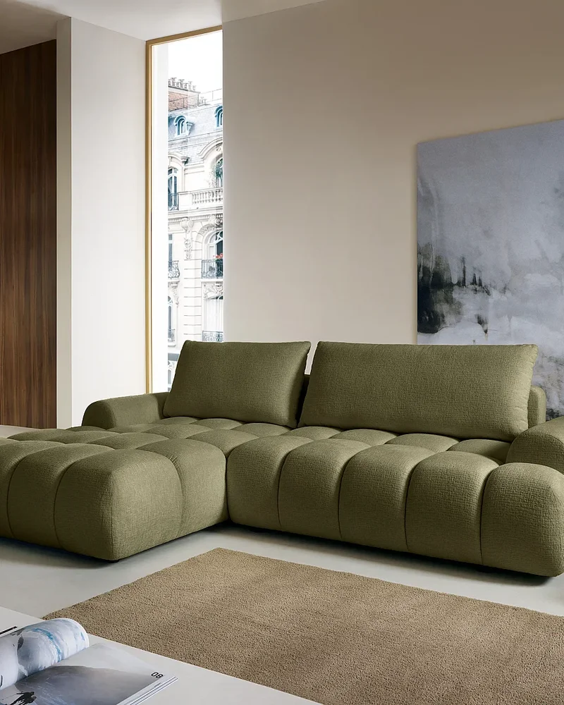 Canapé d'angle vert kaki Vente-unique