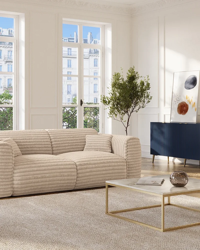 Canapé convertible en velours côtelé Vente-unique