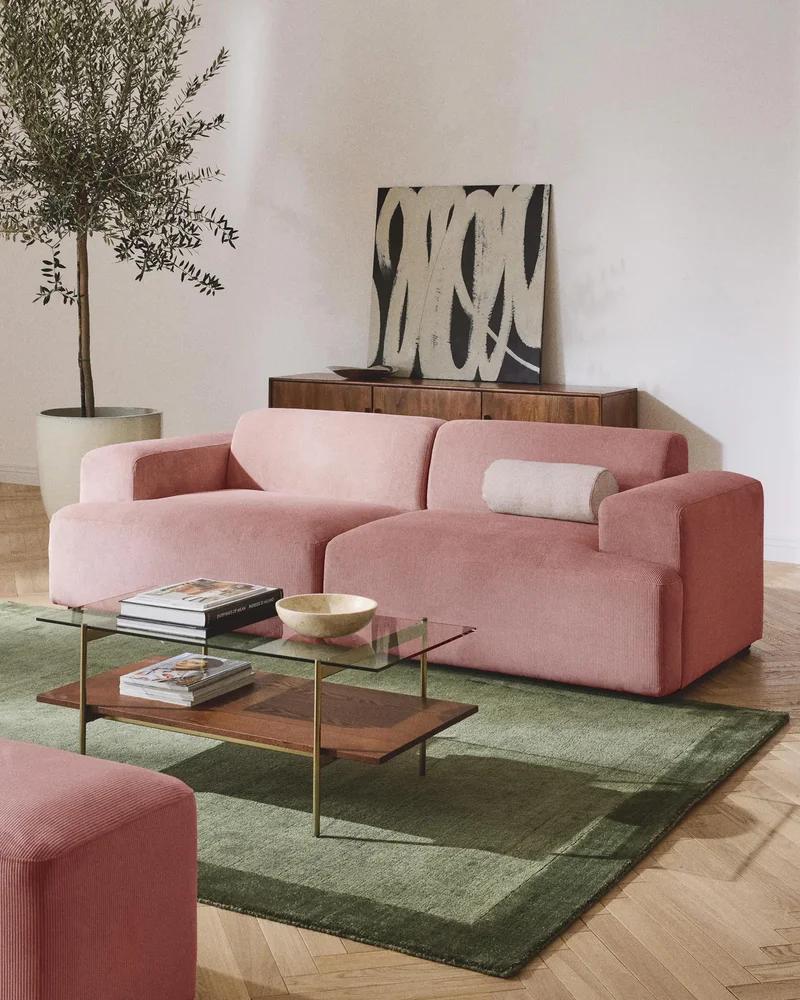 Canapé rose en velours 2 places Westwing