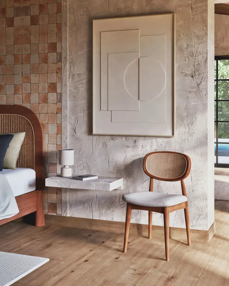 Chaise en cannage et tissu bouclette Maisons du Monde