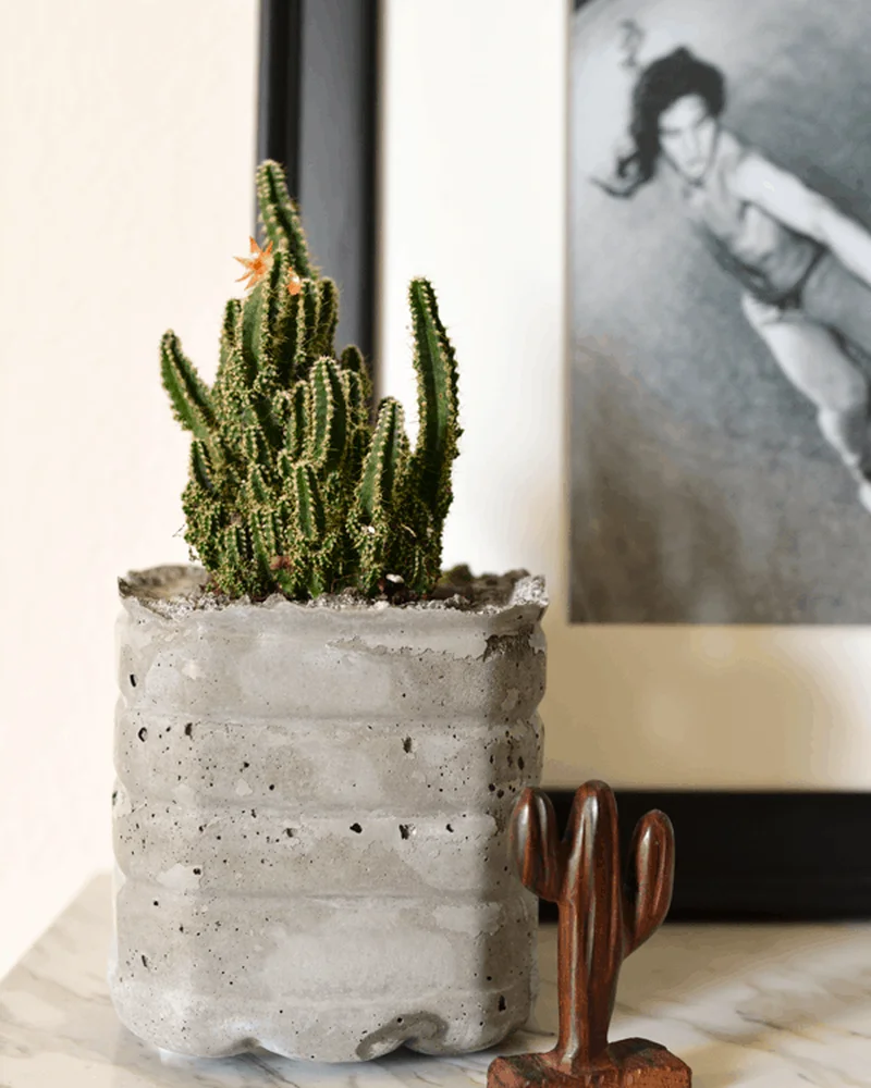 pot beton diy bouteille