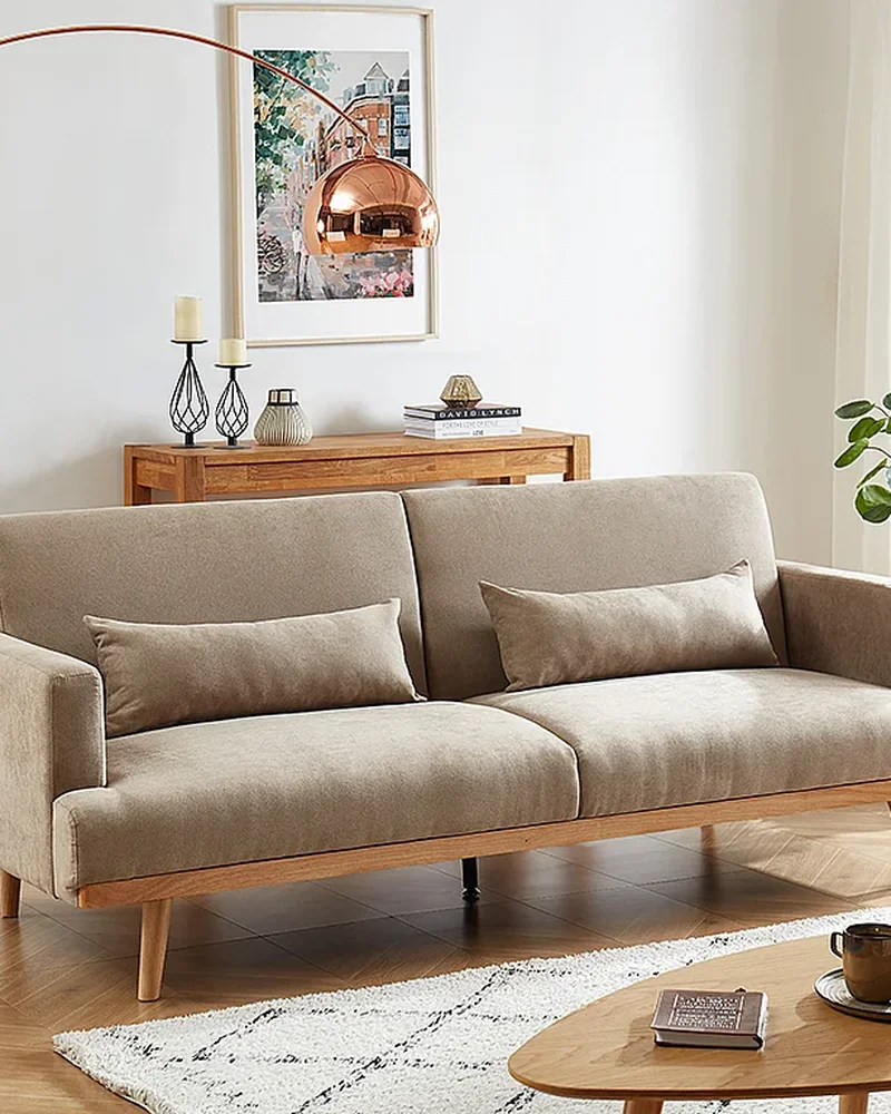Canapé scandinave beige et bois Vente-unique