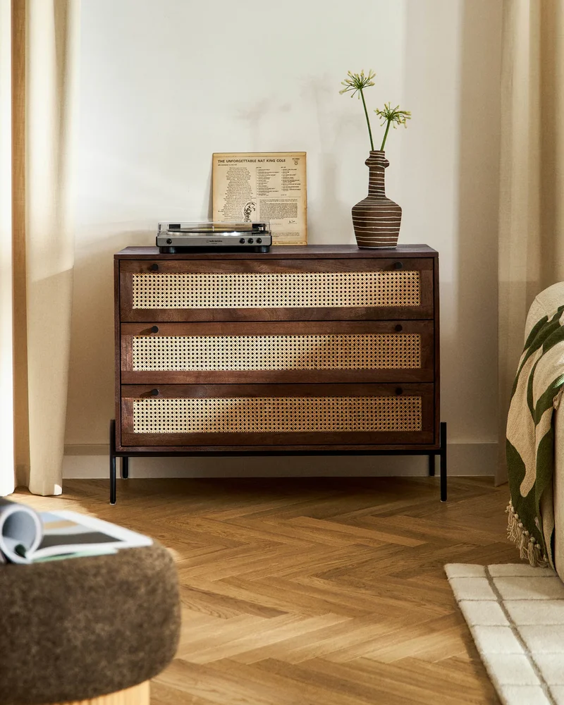 Commode cannage et bois sombre Westwing