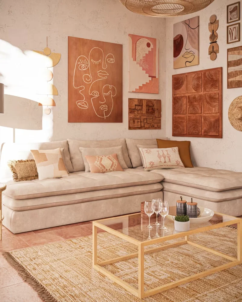 Canapé d'angle en tissu recyclé Maisons du Monde