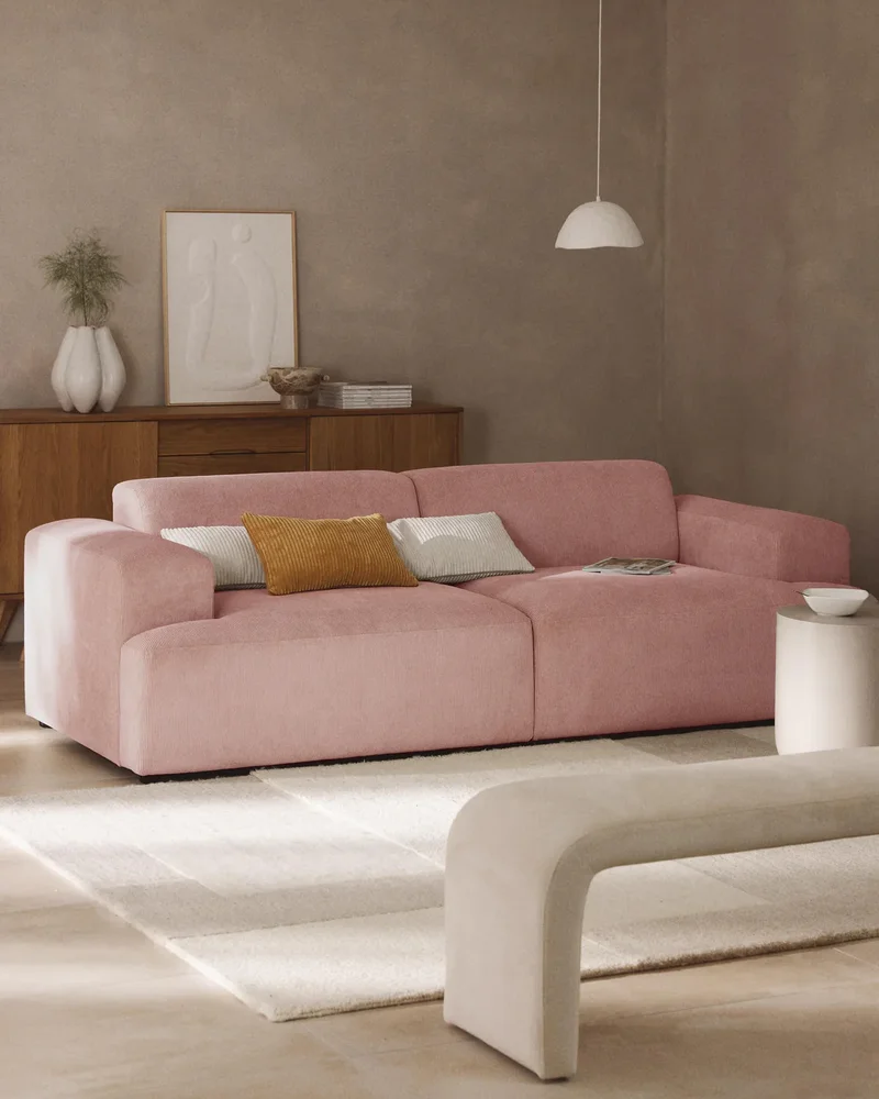 Canapé convertible en velours côtelé terracotta Maisons du Monde