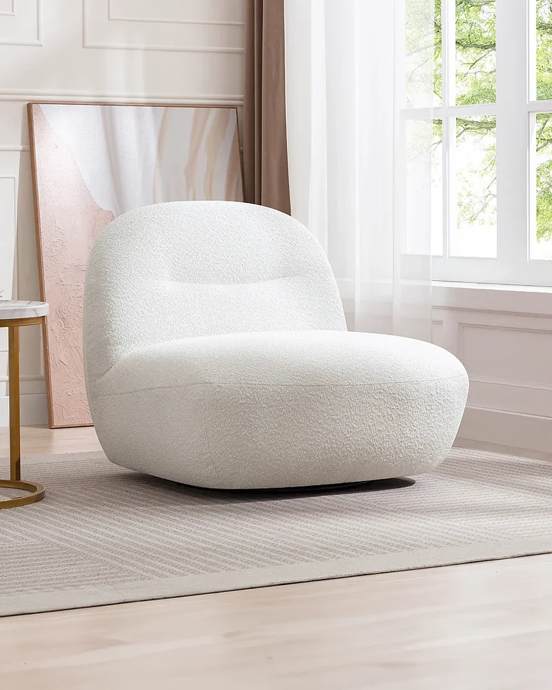 Fauteuil pivotant lounge tissu bouclette Vente-unique