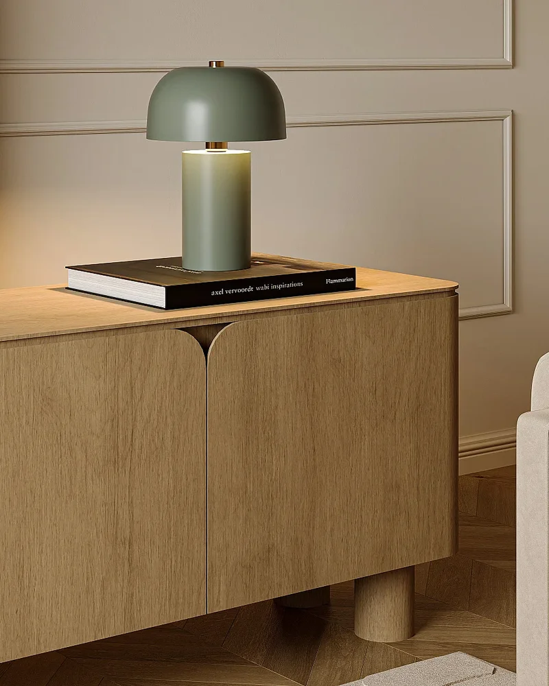 Lampe champignon verte et dorée OZAIA