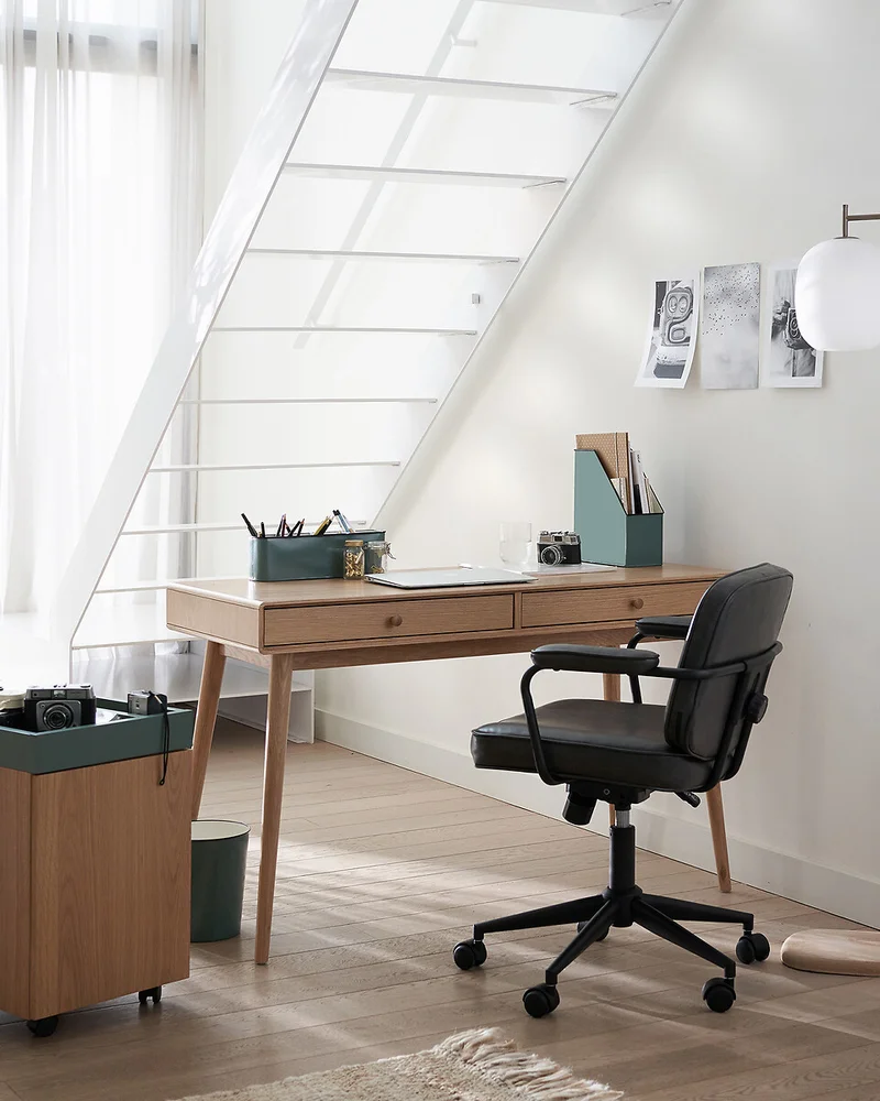 Petit bureau bois vintage 2 tiroirs La Redoute