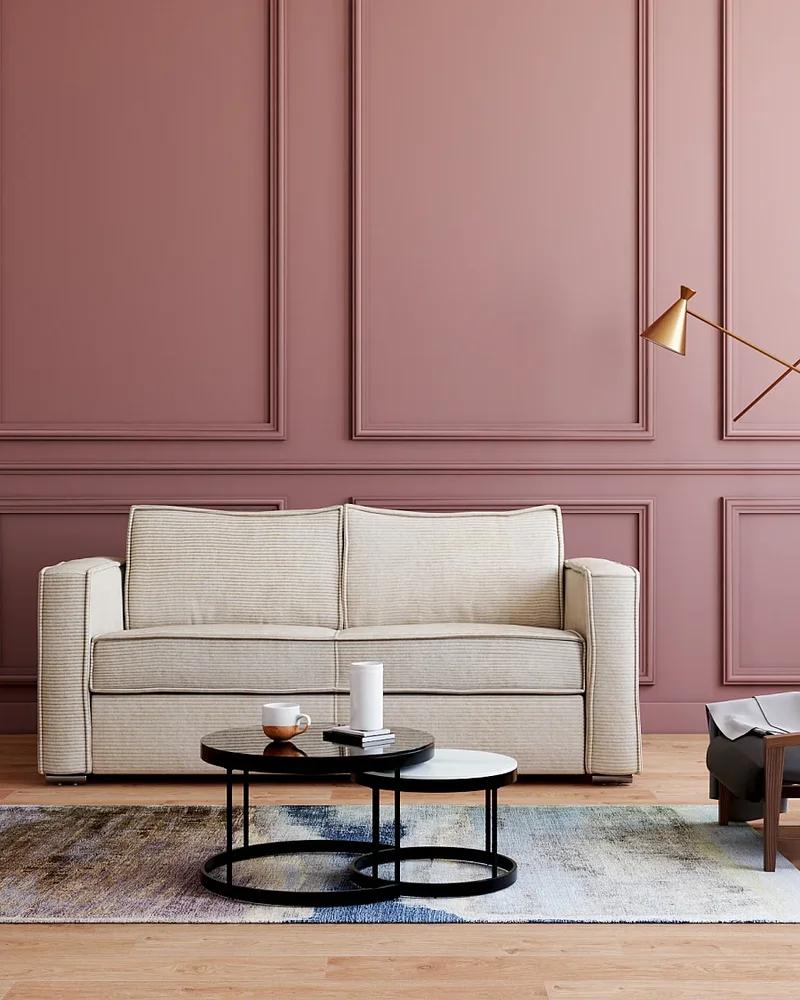 Petit canapé convertible velours beige Vente-unique