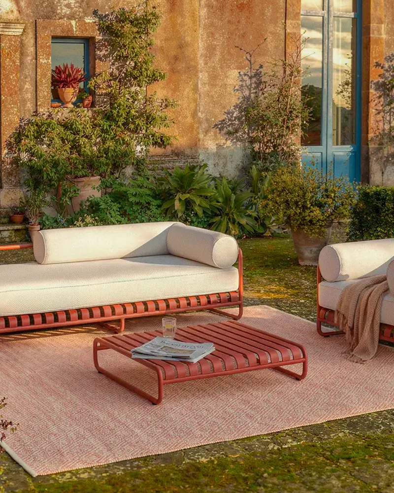 table basse jardin metal terracotta