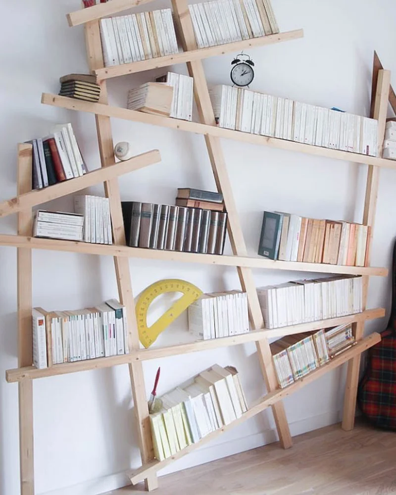 bibliotheque diy mikado tasseaux bois