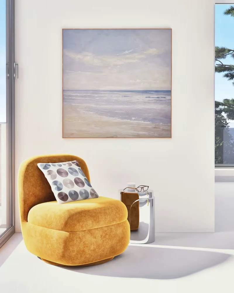 Petit fauteuil en velours doré Maisons du Monde