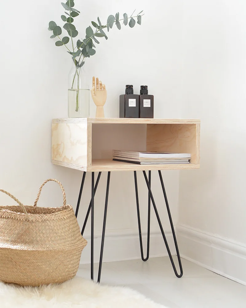 table chevet diy pieds epingles
