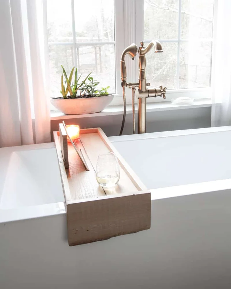 tablette baignoire bois recup diy salle de bain