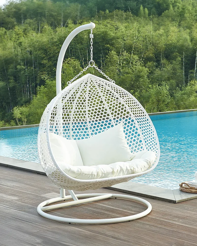 Fauteuil de jardin suspendu double blanc MYLIA