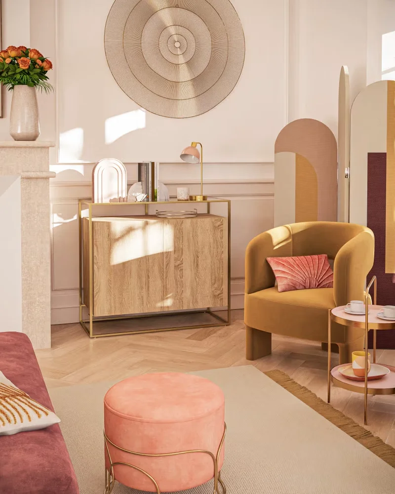 Fauteuil tripode en velours Maisons du Monde