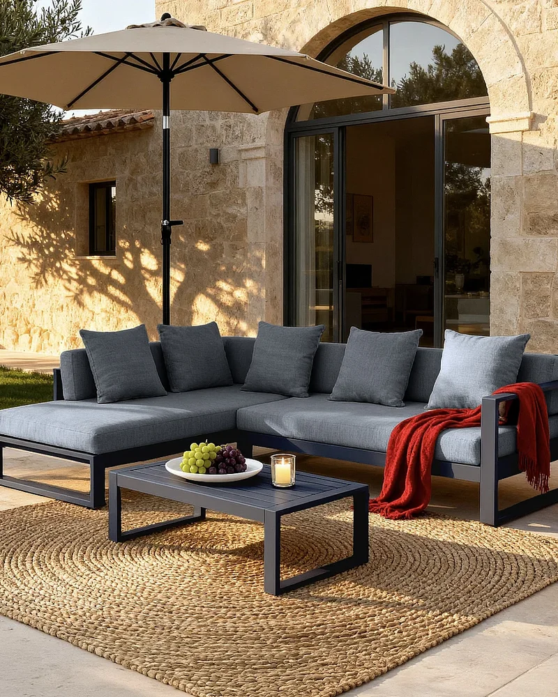 Salon de jardin d'angle en aluminium MYLIA