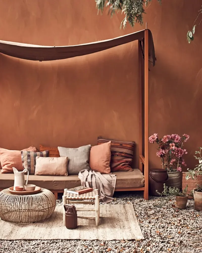 13 deco terrasse ethnique mur terracotta