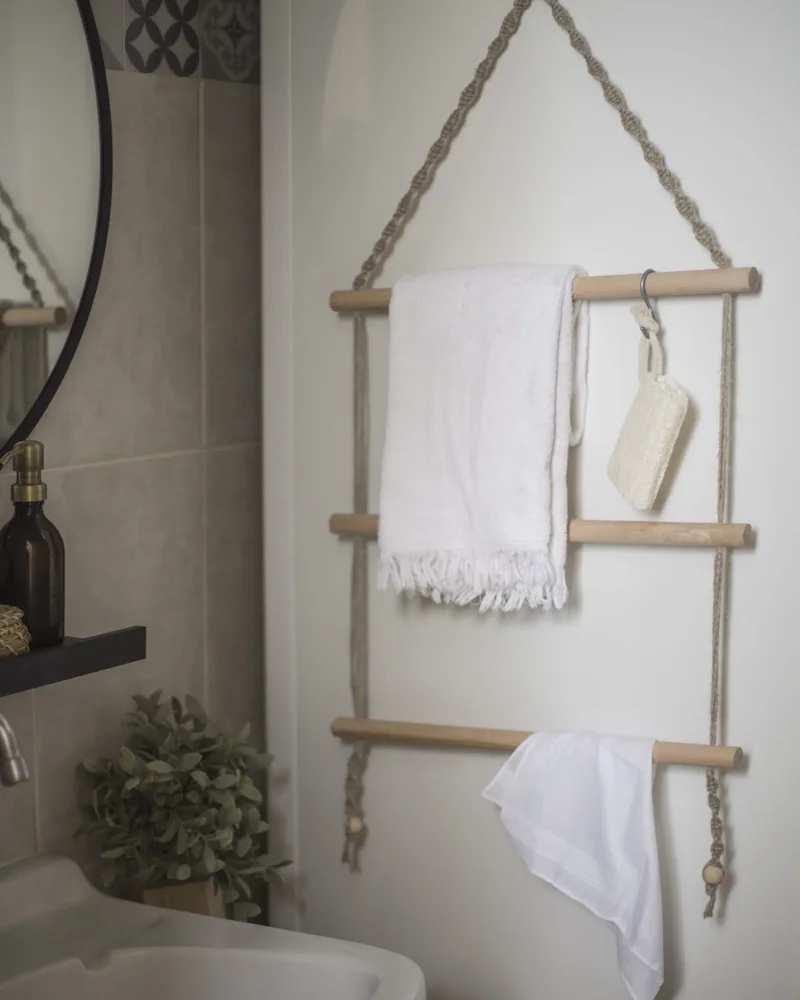 porte serviette echelle macrame diy