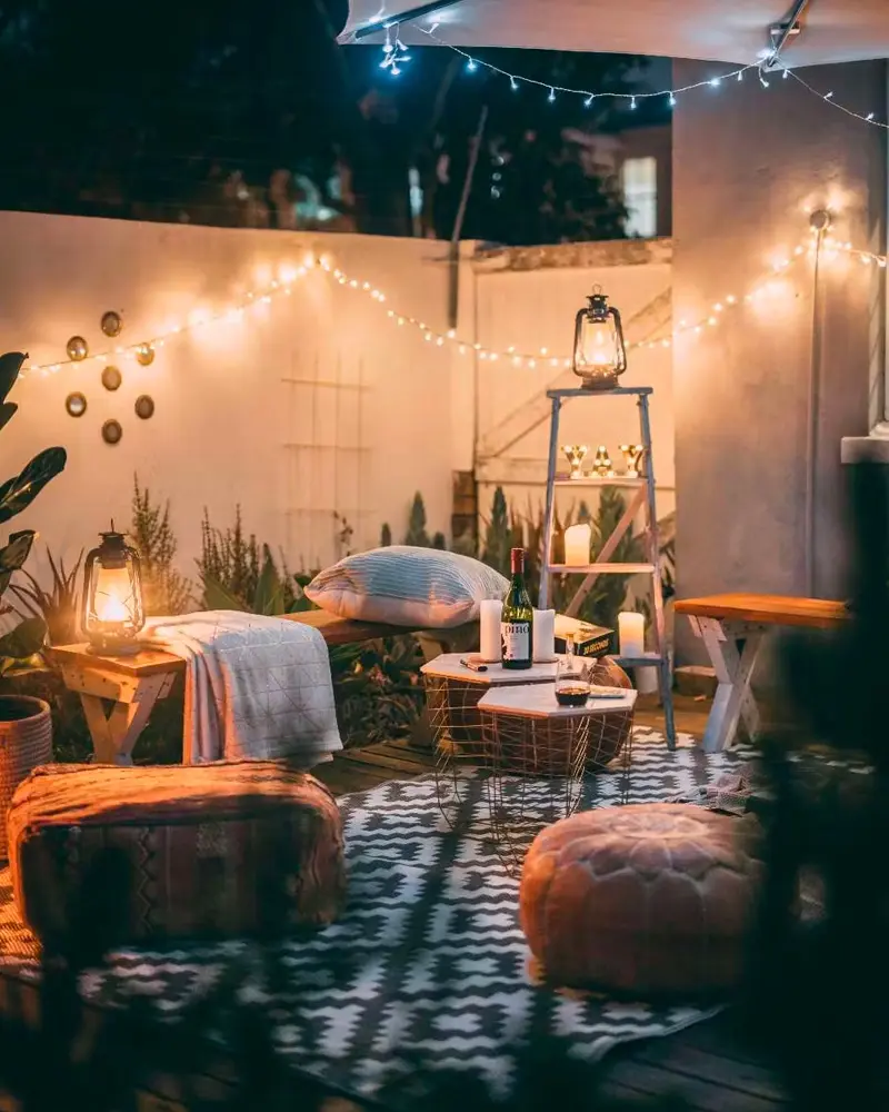 deco terrasse cosy cocooning eclairage