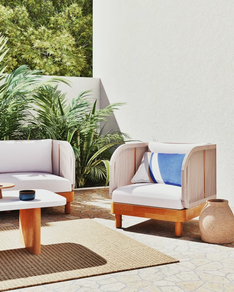 Fauteuil de jardin corde et bois Maisons du Monde