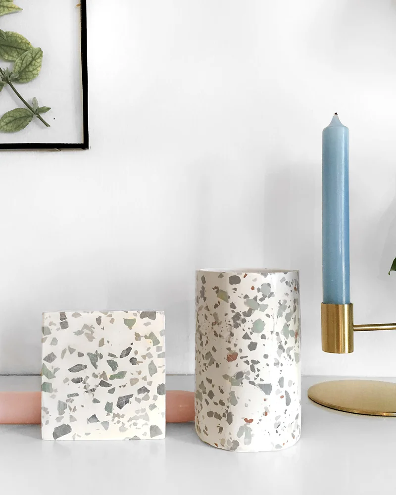 pot crayon terrazzo diy