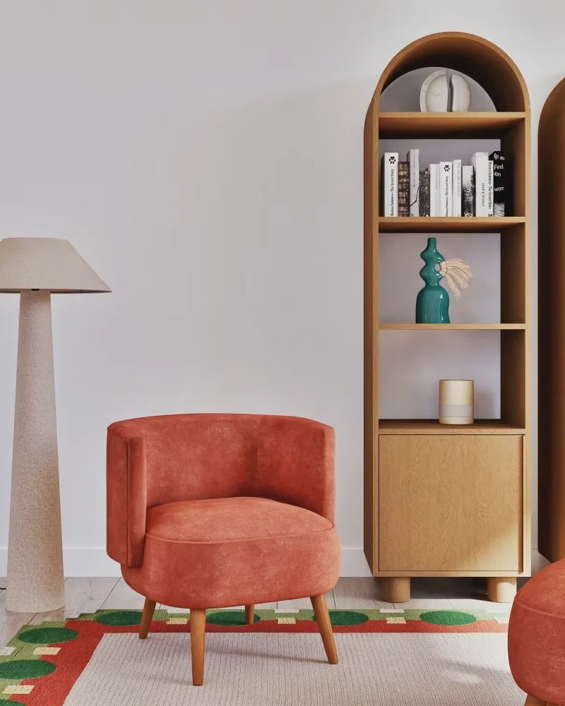 Petit fauteuil terracotta et bois Maisons du Monde