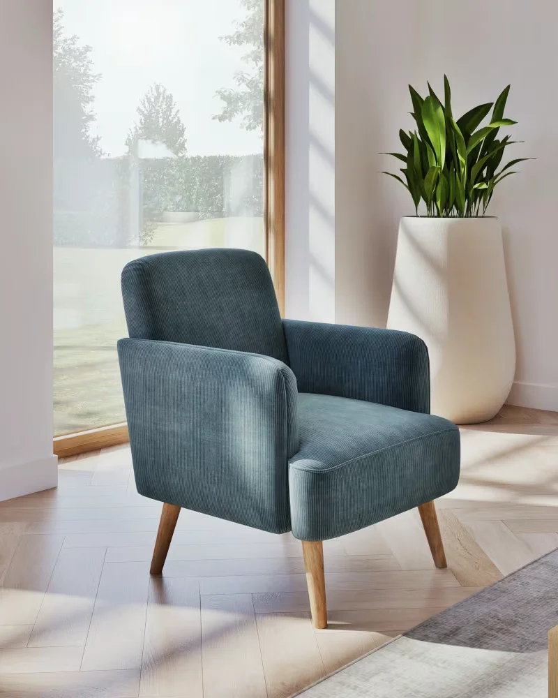 Fauteuil en velours bleu Maisons du Monde