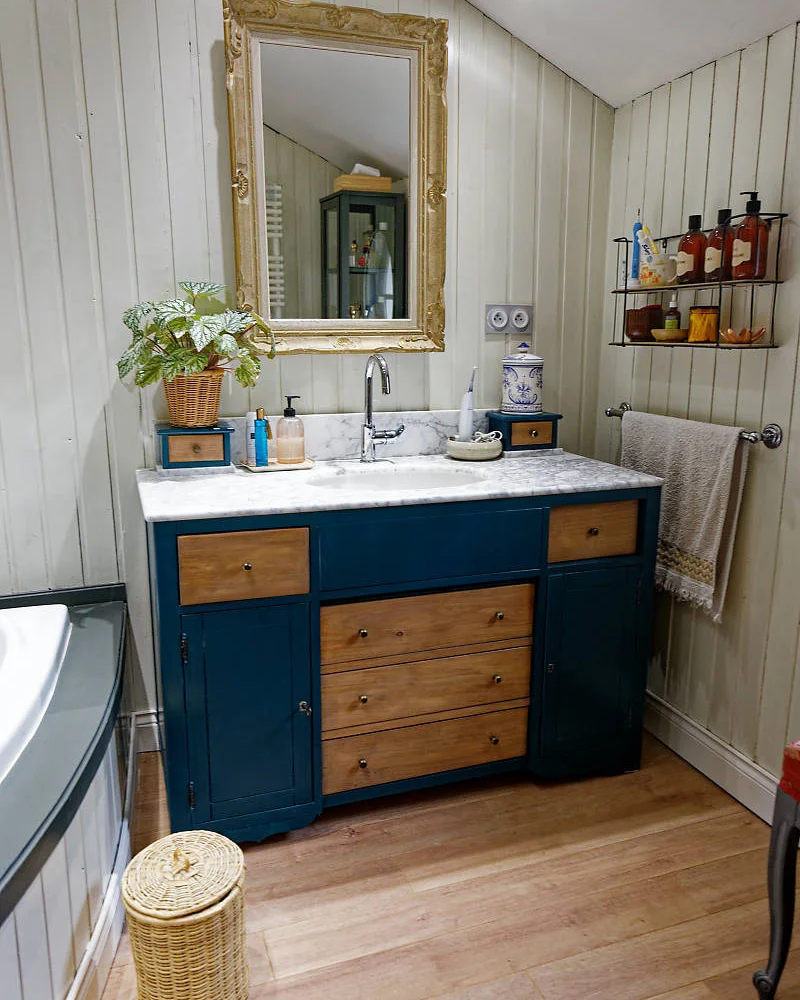 meuble vasque diy salle de bain retro