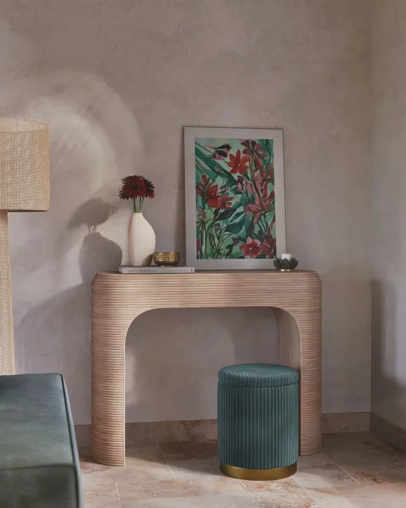 Pouf en velours vert avec rangement Maisons du Monde