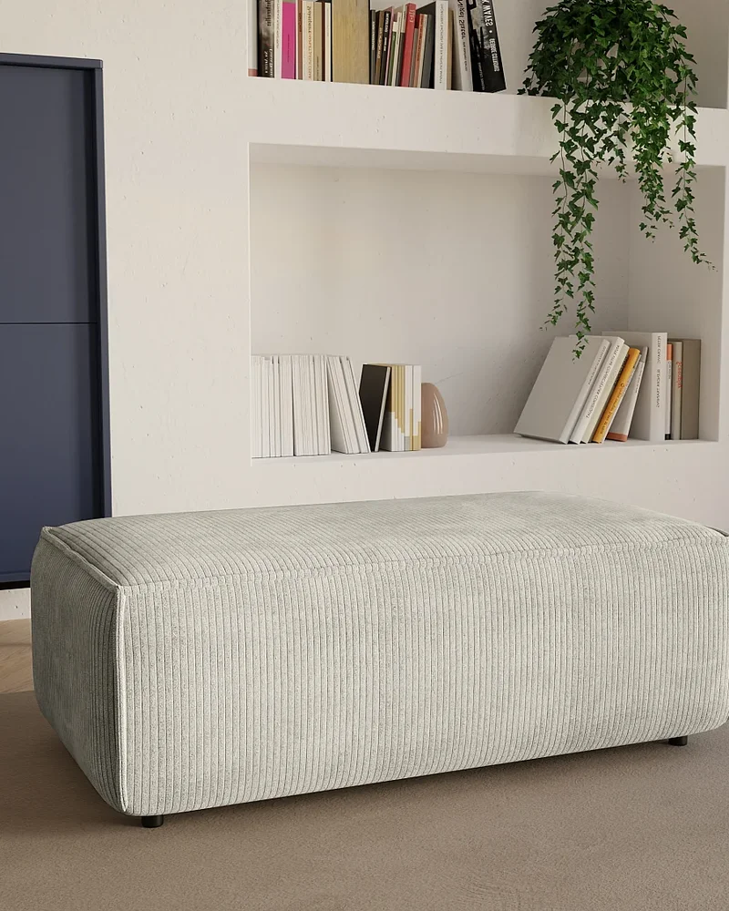 Grand pouf en velours cotele Vente-unique