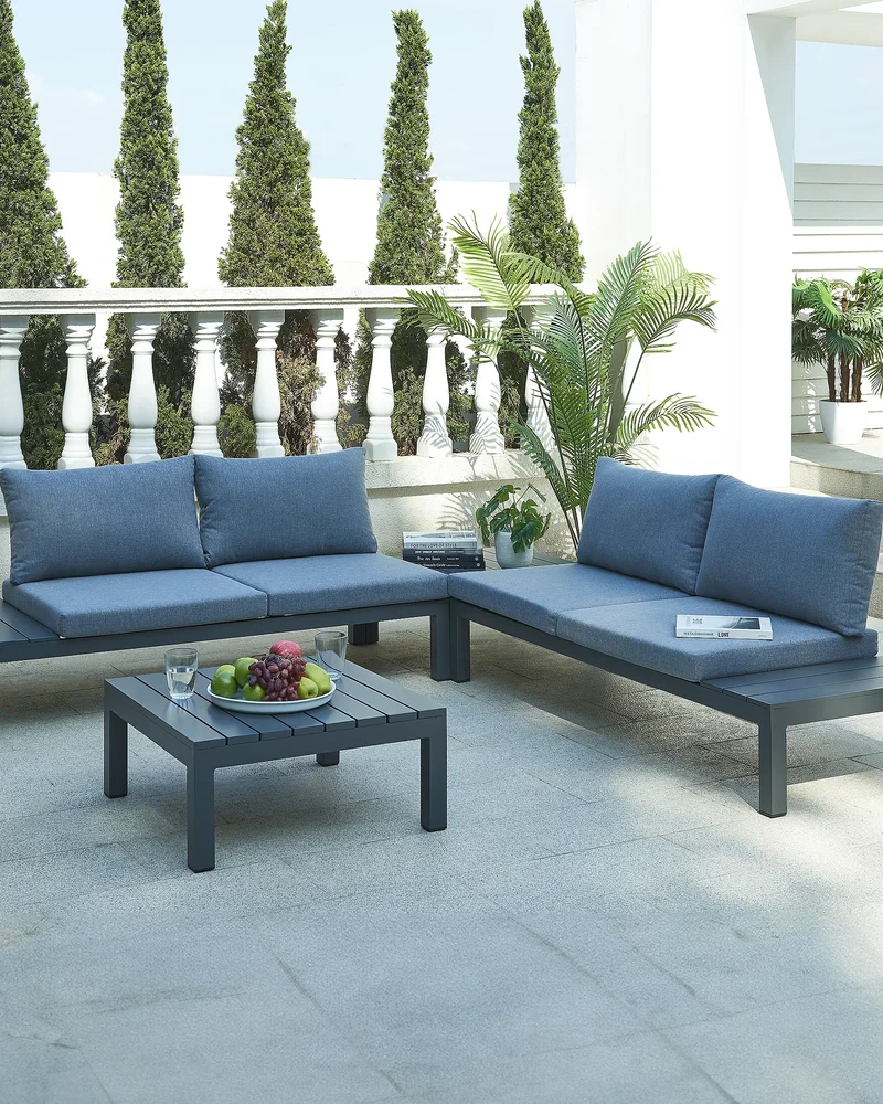 Salon de jardin d'angle modulable gris MYLIA