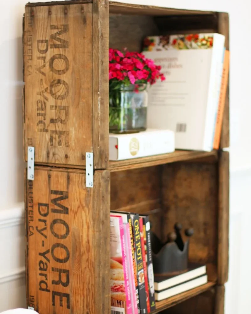 bibliotheque diy caisse vin bois