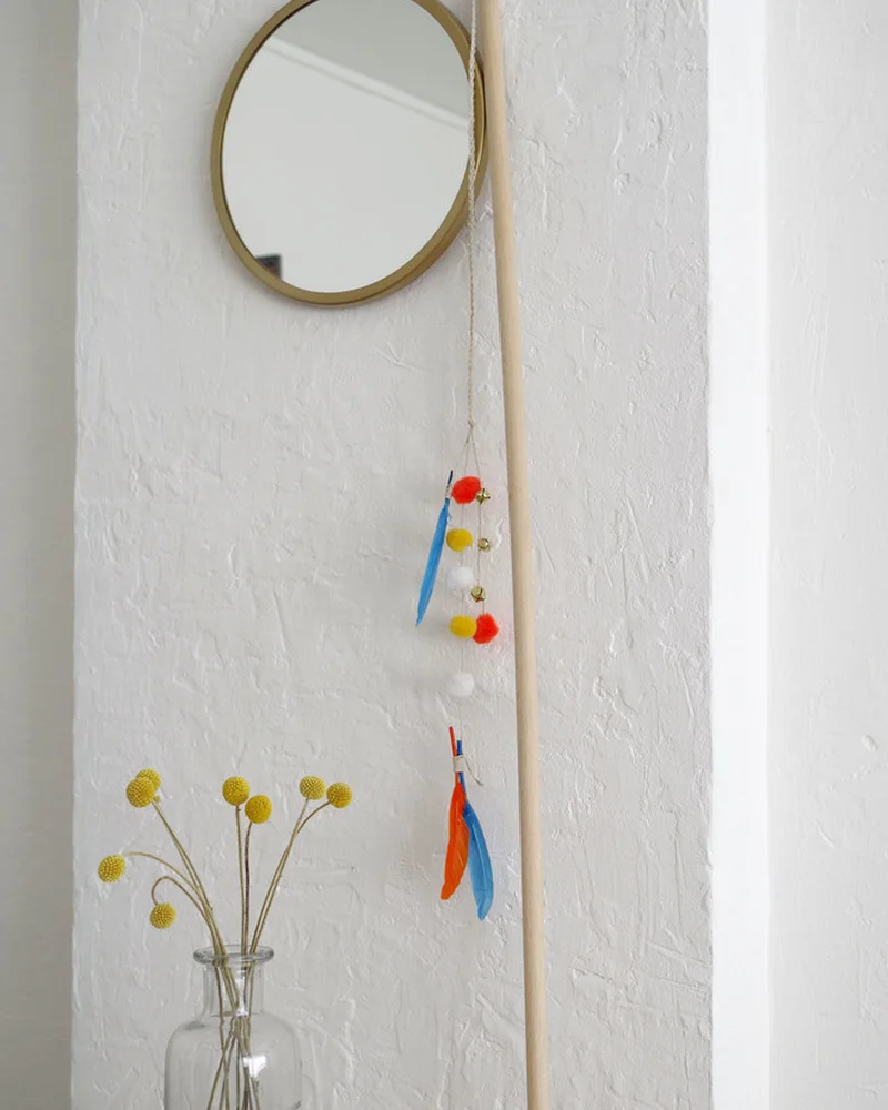 canne a peche chat diy