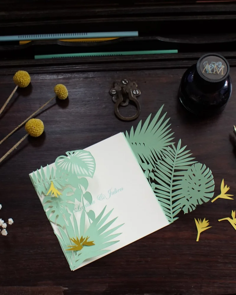 faire part mariage diy tropical