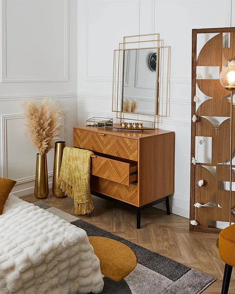 Commode vintage bois motif chevrons Altobuy