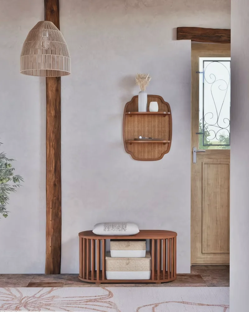 Étagère murale bois et rotin Maisons du Monde