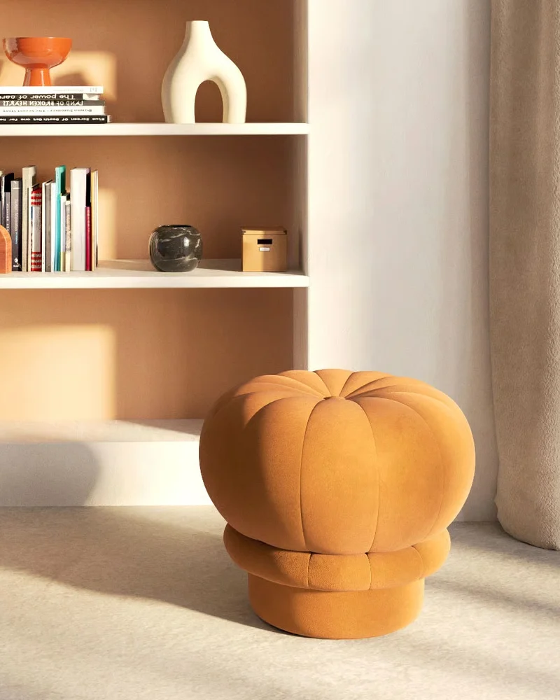 Pouf en velours jaune madeindesign.com