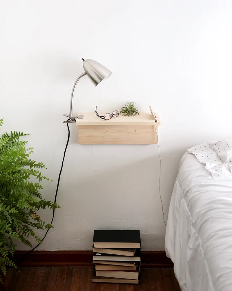 table chevet suspendue diy moderne bois