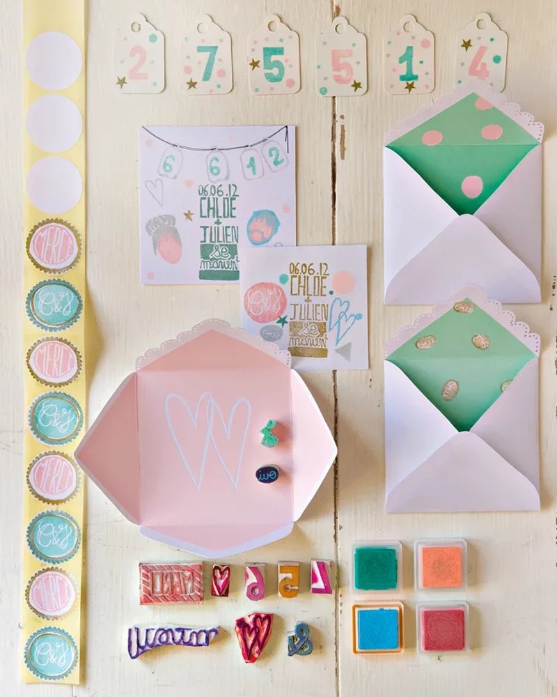 faire part mariage diy tampon