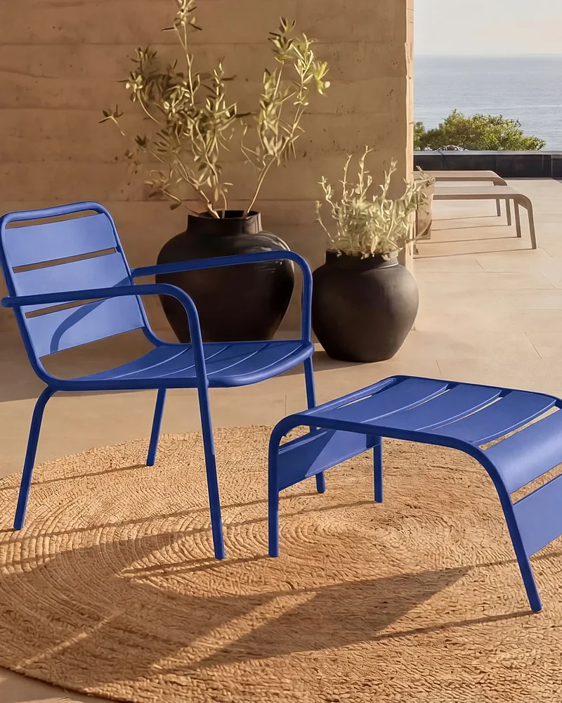 Fauteuil de jardin en métal bleu MYLIA