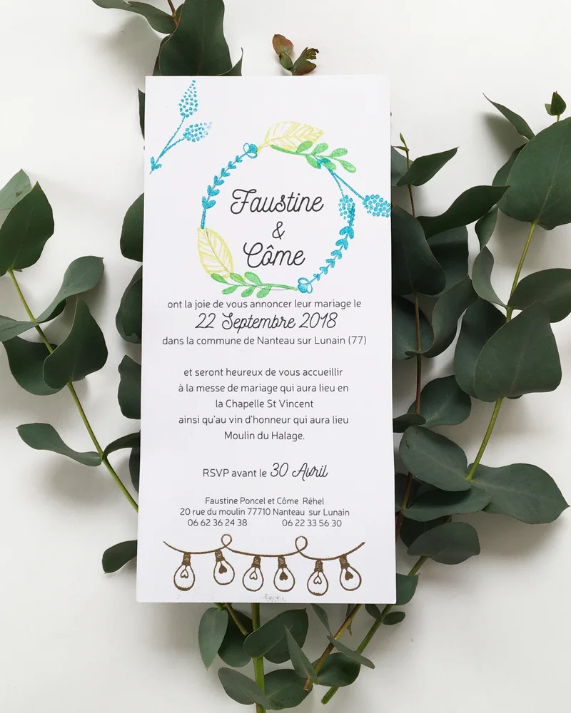 faire part mariage diy minimaliste tampon