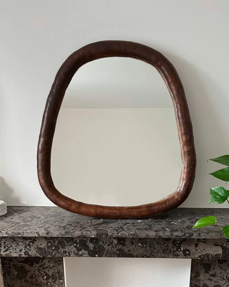 miroir organique effet bois diy