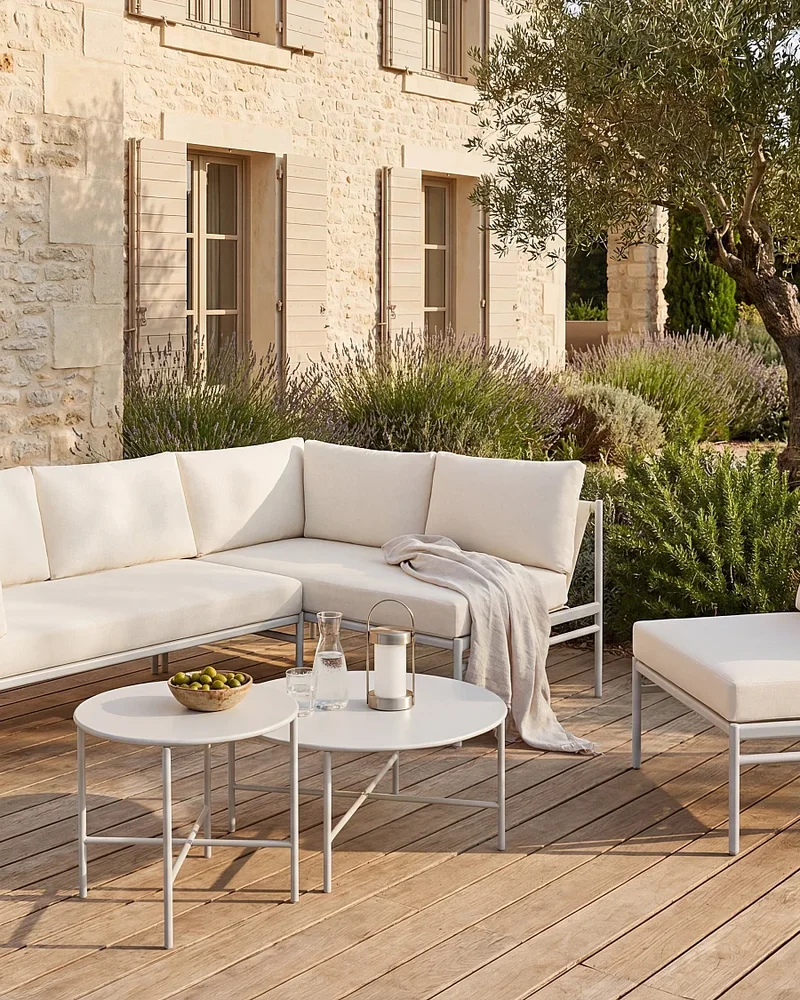 Salon de jardin d'angle blanc